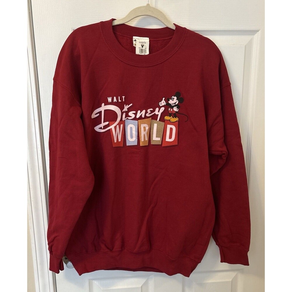 Vintage Walt Disney World Mickey Graphic Crewneck Sweatshirt unisex Maroon Sz M